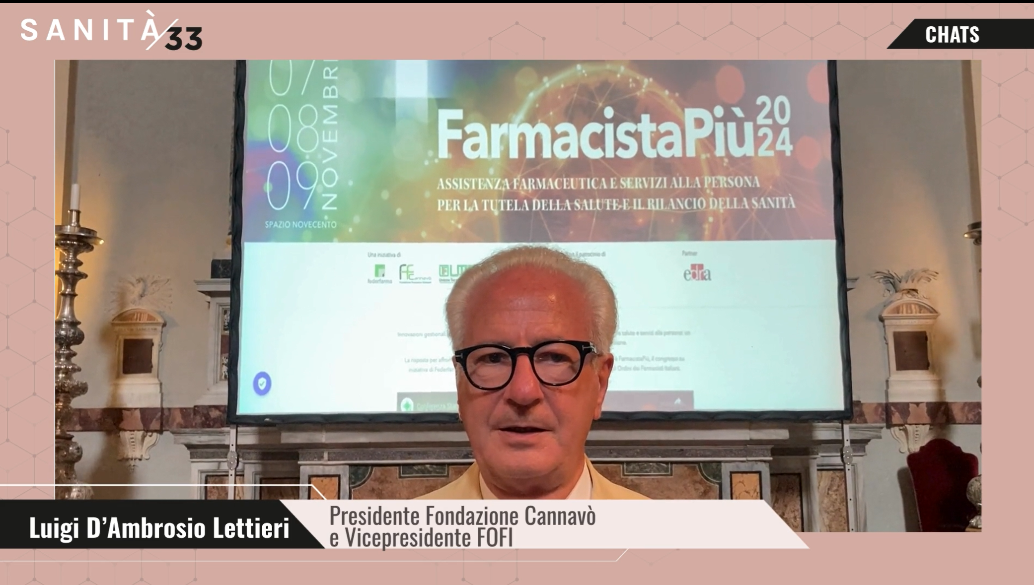 Intervista Presidente Fondazione Cannavò D'Ambrosio Lettieri - conferenza stampa Farmacista Più 2024